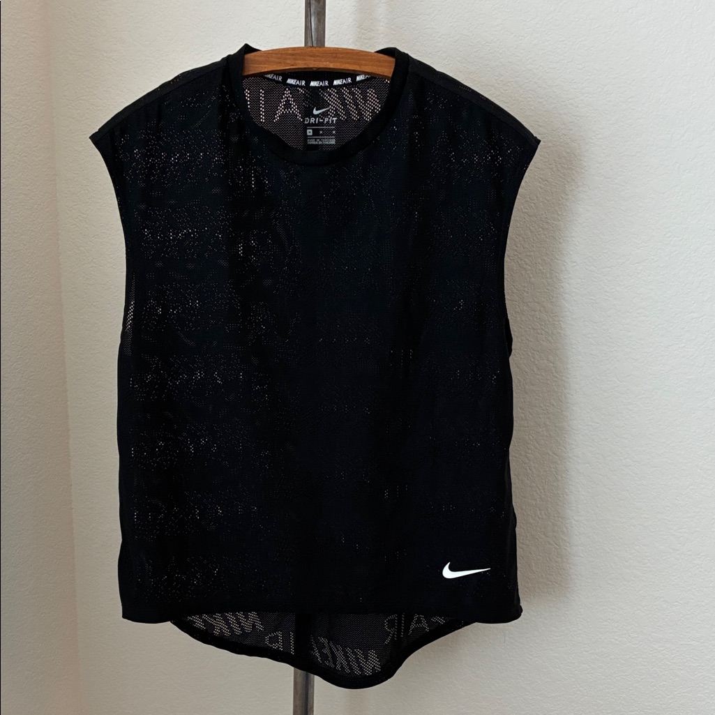 Nike Women's Dri-Fit Black Sleeveless Mesh Muscle Tee Euc